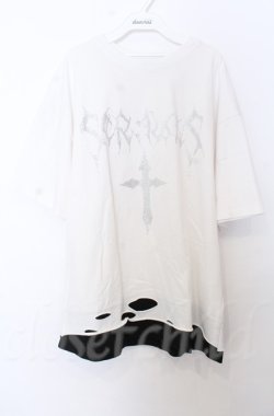 画像1: NOVESSEL / ラインストーン半袖Tシャツ  ホワイトxブラック O-25-10-24-032-LO-TS-YM-OS