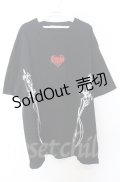 BACKSTAGE PASS / TRIPLE DAGGER(トリプルダガー）ビッグシルエット クルーネックTシャツ F ブラック O-25-10-24-034-PU-TS-YM-OS
