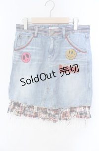 Candy Stripper / ボアワッペンデニムスカート  ライトインディゴ O-25-10-25-024-PU-SK-IG-ZT362