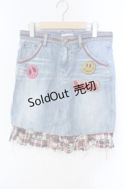 画像1: Candy Stripper / ボアワッペンデニムスカート  ライトインディゴ O-25-10-25-024-PU-SK-IG-ZT362