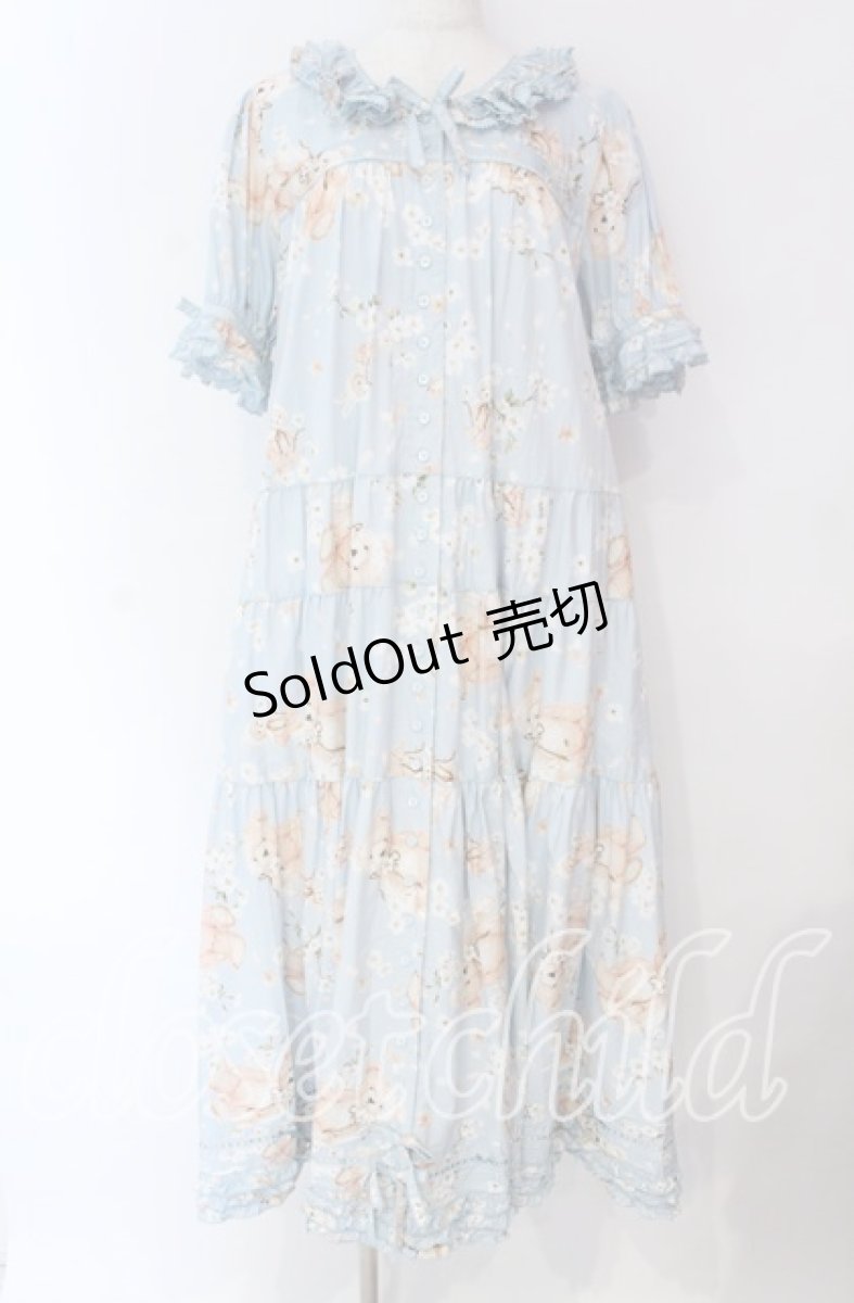 画像1: PINK HOUSE / 桜Teddyプリントワンピース  ソライロ O-25-10-25-003-LO-OP-IG-OS (1)