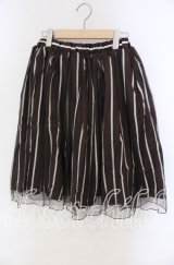 axes femme / サテンストライプチュールレイヤードスカート  ブラウン O-25-10-25-027-AX-SK-IG-ZT054