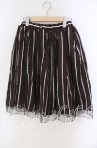 axes femme / サテンストライプチュールレイヤードスカート  ブラウン O-25-10-25-027-AX-SK-IG-ZT054