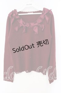 axes femme / リボンデザインニットプルオーバー  ワイン O-25-10-25-040-AX-TO-IG-OS