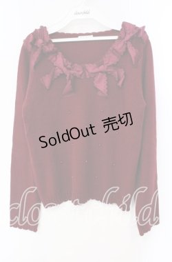 画像1: axes femme / リボンデザインニットプルオーバー  ワイン O-25-10-25-040-AX-TO-IG-OS