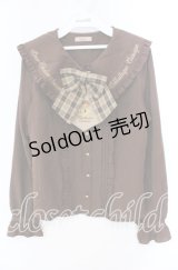 Amavel / くまの探偵さん ネクタイ&チェックリボンブラウス F ブラウン O-25-10-25-042-CA-BL-OW-OS