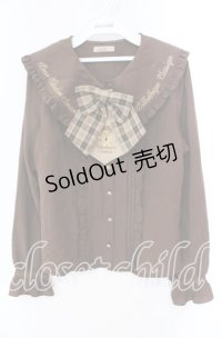 Amavel / くまの探偵さん ネクタイ&チェックリボンブラウス F ブラウン O-25-10-25-042-CA-BL-OW-OS