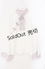 Amavel / キョンシーチャイナブラウス F シロ×ラベンダー O-25-10-25-047-CA-BL-OW-OS