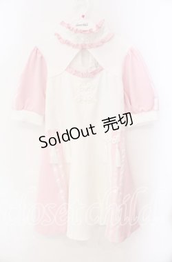 画像1: Jamie エーエヌケー / ジャージチャイナワンピース M ピンク×シロ O-25-10-25-048-LO-OP-OW-OS