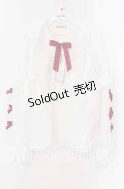 画像1: Amavel / Ribbon Ribbon パールカラーブラウス F シロ×アカ O-25-10-25-050-CA-BL-OW-OS