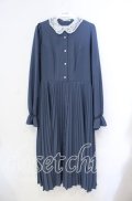 m petit by misako / AM*レースエリプリーツワンピース L ブルー O-25-10-25-054-LO-OP-IG-OS