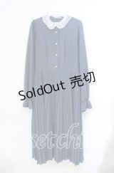 m petit by misako / AM*レースエリプリーツワンピース L ブルー O-25-10-25-054-LO-OP-IG-OS