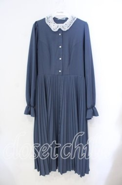画像1: m petit by misako / AM*レースエリプリーツワンピース L ブルー O-25-10-25-054-LO-OP-IG-OS