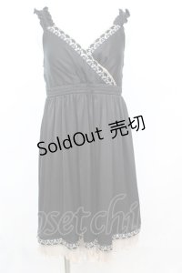 axes femme / レトロ刺繍パーティワンピース M クロ O-25-10-25-1041-AX-OP-IG-OS