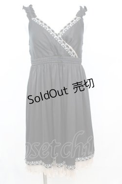 画像1: axes femme / レトロ刺繍パーティワンピース M クロ O-25-10-25-1041-AX-OP-IG-OS