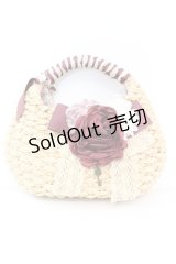 axes femme / コサージュ付雑材バッグ  ナチュラル O-25-10-25-1044-AX-BG-IG-ZT387