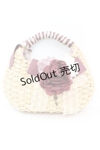 axes femme / コサージュ付雑材バッグ  ナチュラル O-25-10-25-1044-AX-BG-IG-ZT387