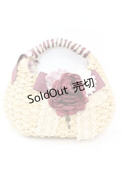 画像1: axes femme / コサージュ付雑材バッグ  ナチュラル O-25-10-25-1044-AX-BG-IG-ZT387