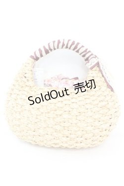 画像3: axes femme / コサージュ付雑材バッグ  ナチュラル O-25-10-25-1044-AX-BG-IG-ZT387