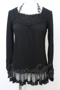 axes femme / はしごレースホルターネックカットソー M クロ O-25-10-25-1007-AX-TO-IG-OS