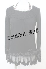 axes femme / はしごレースホルターネックカットソー M クロ O-25-10-25-1007-AX-TO-IG-OS