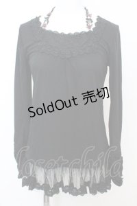 axes femme / はしごレースホルターネックカットソー M クロ O-25-10-25-1007-AX-TO-IG-OS