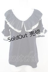 axes femme / ゴージャスフリル袖プルオーバー M ネイビー O-25-10-25-1008-AX-TO-IG-OS