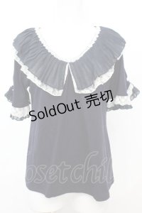 axes femme / ゴージャスフリル袖プルオーバー M ネイビー O-25-10-25-1008-AX-TO-IG-OS