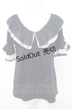 画像1: axes femme / ゴージャスフリル袖プルオーバー M ネイビー O-25-10-25-1008-AX-TO-IG-OS