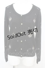 axes femme / シャンデリア刺繍ニットカーディガン M クロ O-25-10-25-1013-AX-BL-IG-OS