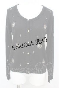 axes femme / シャンデリア刺繍ニットカーディガン M クロ O-25-10-25-1013-AX-BL-IG-OS