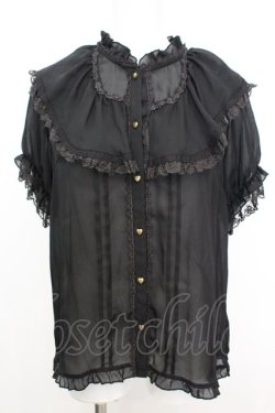 画像1: axes femme / ビッグフリルフェミニンブラウス M クロ O-25-10-25-1015-AX-BL-IG-OS