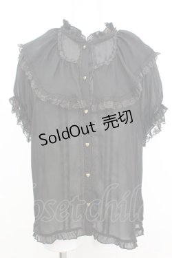 画像1: axes femme / ビッグフリルフェミニンブラウス M クロ O-25-10-25-1015-AX-BL-IG-OS