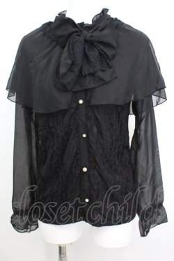 画像1: axes femme / ケープ付レーシープルオーバー M クロ O-25-10-25-1016-AX-TO-IG-OS