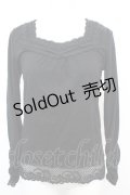 axes femme / フラワーレースカットソー M クロ O-25-10-25-1022-AX-TO-IG-OS