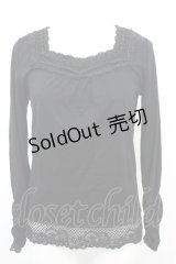 axes femme / フラワーレースカットソー M クロ O-25-10-25-1022-AX-TO-IG-OS