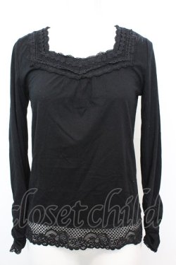 画像1: axes femme / フラワーレースカットソー M クロ O-25-10-25-1022-AX-TO-IG-OS