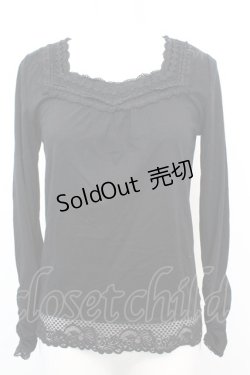 画像1: axes femme / フラワーレースカットソー M クロ O-25-10-25-1022-AX-TO-IG-OS