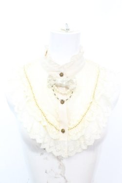 画像1: axes femme / リボン付レーシーつけ襟  アイボリー O-25-10-25-1003-AX-ZA-IG-OS