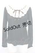 axes femme / 3段レースバイカラープルオーバー M クロ×アイボリー O-25-10-25-1028-AX-TO-IG-OS