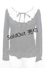 axes femme / 3段レースバイカラープルオーバー M クロ×アイボリー O-25-10-25-1028-AX-TO-IG-OS