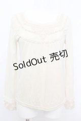 axes femme / ストーンレースカットソー M アイボリー O-25-10-25-1029-AX-TO-IG-OS