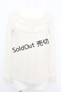 axes femme / ストーンレースカットソー M アイボリー O-25-10-25-1029-AX-TO-IG-OS