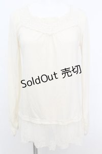 axes femme / ローズレースカットソー M アイボリー O-25-10-25-1030-AX-TO-IG-OS