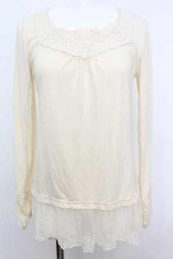 画像1: axes femme / ローズレースカットソー M アイボリー O-25-10-25-1030-AX-TO-IG-OS