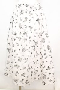 Cherir la femme / うさぎといちご柄スカート  シロ O-25-10-25-1032-LO-SK-IG-ZT214