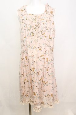 画像1: frache lippee / バンビときのこ柄ワンピース  ピンク O-25-10-25-1039-LO-OP-IG-OS