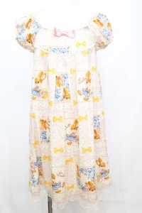 Emily Temple cute / ウサギハンカチワンピース  アイボリー×ピンク O-25-10-25-1040-ET-OP-IG-ZT259