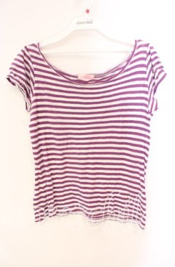 画像1: Candy Stripper / ボーダーTシャツ 2 パープル×シロ O-25-10-25-056-PU-TS-IG-OS