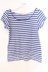 Candy Stripper / ボーダーTシャツ 2 ブルー×シロ O-25-10-25-057-PU-TS-IG-ZT354